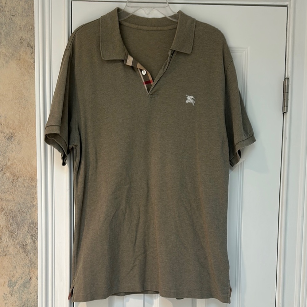 Burberry Green and Tan Polo Shirt Timeless Style